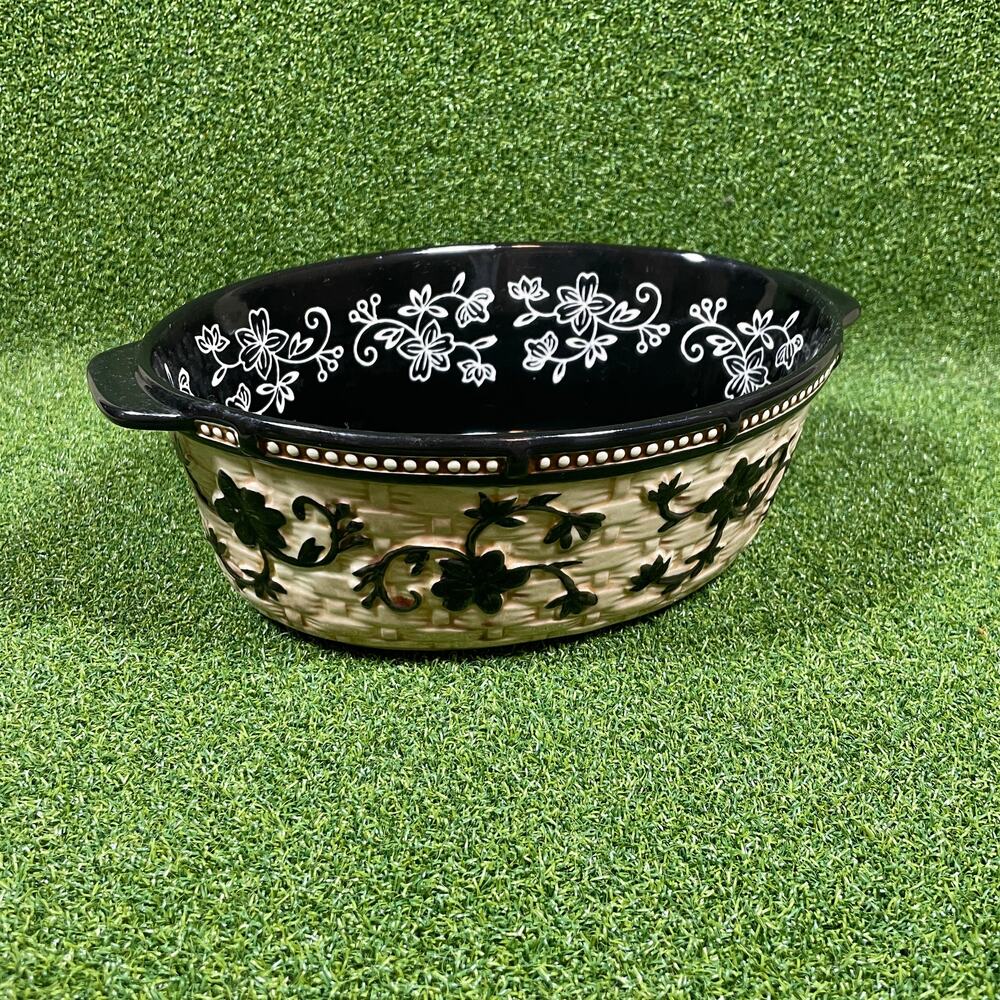 Temp-tations Tara Floral Lace Stoneware Baker 1.5 quart